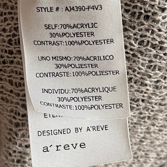 A'reve Sweater with Cardigan like attached sheer panels Sz L - Picture 7 of 8